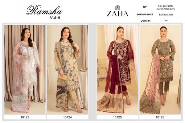 Zaha Ramsha Vol 9 New Georgette Designer Pakistani Suit Collection